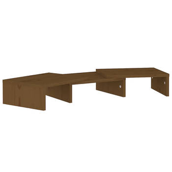 The Living Store Monitorstandaard - Houten Bureaukast - Verstelbaar - Honingbruin - 60 x 24 x 10.5cm