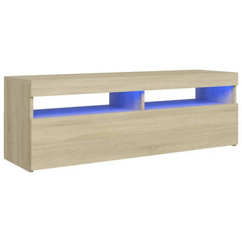 The Living Store TV-meubel Sonoma Eiken - 120x35x40 cm - Met RGB LED-verlichting - Montage vereist