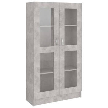 The Living Store Vitrinekast - Betongrijs - 82.5 x 30.5 x 150 cm