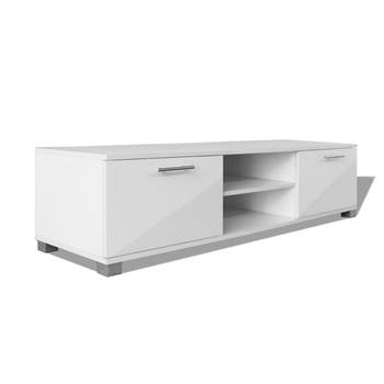 The Living Store TV-meubel - Hoogglans wit - 120 x 40.3 x 34.7 cm - Bewerkt hout - MDF