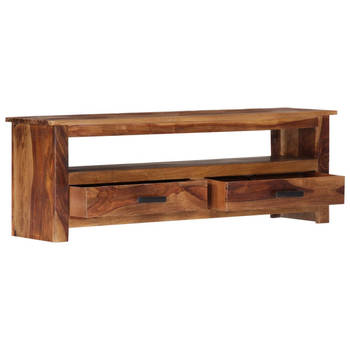 The Living Store Houten tv-kast - Sheeshamhout - 118 x 30 x 40 cm - Met 2 lades en 1 vak