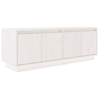 The Living Store TV-meubel Grenenhout - Wit - 110 x 34 x 40 cm - 4 Deuren - 2 Vakken