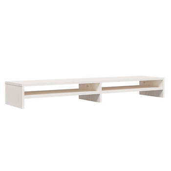 The Living Store Monitorstandaard Grenenhout - 100 x 24 x 13 cm - Opbergfunctie - Stress verminderend