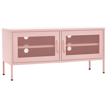 The Living Store Televisiemeubel - Roze Stalen TV Standaard - 105 x 35 x 50 cm - 2 Gaasdeuren