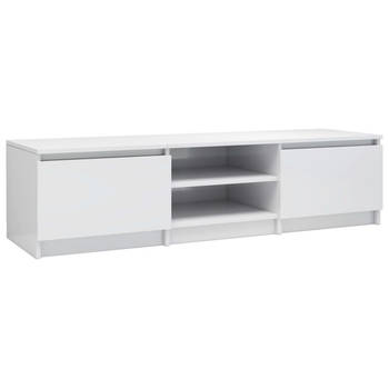 The Living Store TV-meubel - Klassiek - TV-standaard - Afmetingen- 140x40x35.5 cm - Kleur- Hoogglans wit - Materiaal-