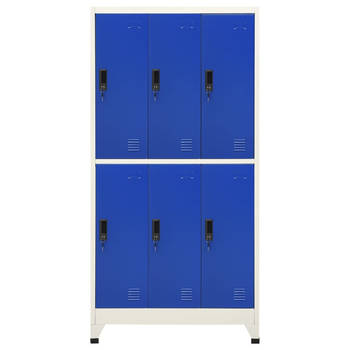The Living Store Lockerkast - Modern - Opbergkast - 90 x 45 x 180 cm - Staal - Grijs/Blauw