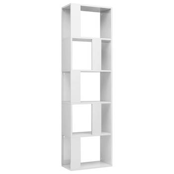 The Living Store Boekenkast - Hoogglans wit - 45 x 24 x 159 cm - 5 grote vakken