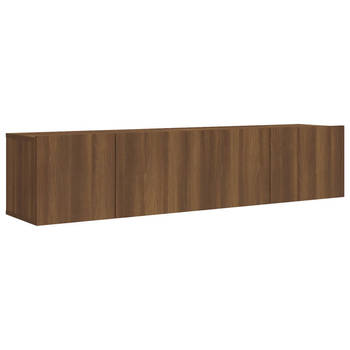 The Living Store TV-meubelset - Houten - Hangende tv-kast - 60 x 30 x 30 cm - Bruineiken