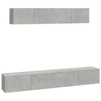 The Living Store TV-meubelset - betongrijs - 80x30x30 cm - 100x30x30 cm