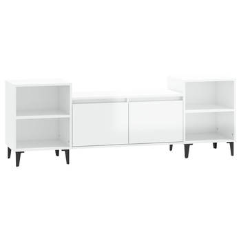 The Living Store Televisiekast Mediakast - Hoogglans Wit - 160 x 35 x 55 cm - Bewerkt Hout