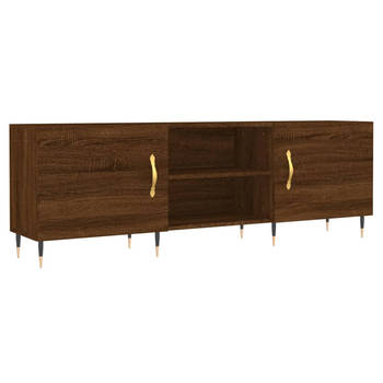 The Living Store TV-meubel - Bruineiken - 150x30x50 cm - Stevig hout en ijzer