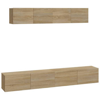 The Living Store Televisiemeubelset - Sonoma eiken - 80x30x30 cm - 100x30x30 cm