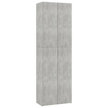 The Living Store Opbergkast - Betongrijs - 60 x 32 x 190 cm - 5 schappen - 2 deuren