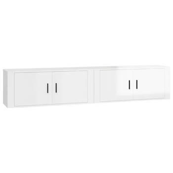 The Living Store TV wandmeubel - Hoogglans wit - 100 x 34.5 x 40 cm (B x D x H) - 2 stuks