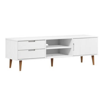 The Living Store MOLDE Tv-kast - 158x40x49 cm - Wit - Massief grenenhout