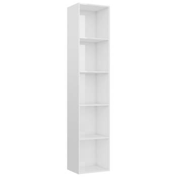 The Living Store Boekenkast - Hoogglans wit - 40 x 30 x 189 cm - 5 schappen