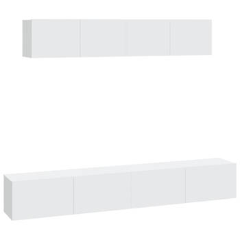 The Living Store Klassieke televisiekastenset - Tv-meubel - Wandgemonteerd - Wit - Hout - 2 stuks 80x30x30 cm - 2 stuks