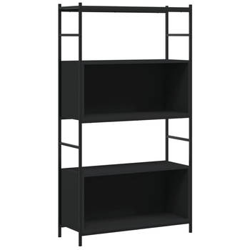 The Living Store Boekenrek Industrieel - 80 x 30 x 145.5 cm - Zwart