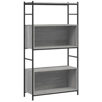 The Living Store Boekenrek Industrieel - 80 x 30 x 145.5 cm - Grijs Sonoma Eiken - Bewerkt Hout en IJzer