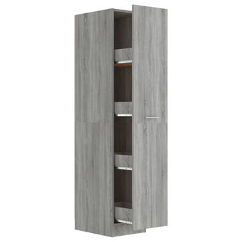 The Living Store Apothekerskast - 30 x 42.5 x 150 cm - Grijs Sonoma Eiken