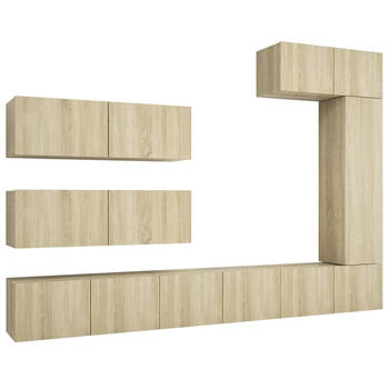 The Living Store Tv-meubelset Hangend - Sonoma eiken - 80x30x30 30.5x30x110 100x30x30 Spaanplaat