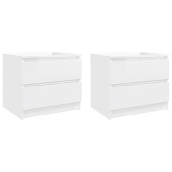 The Living Store Bedkastjes - Hoogglans wit - 50 x 39 x 43.5 cm - 2 lades - Stevige constructie