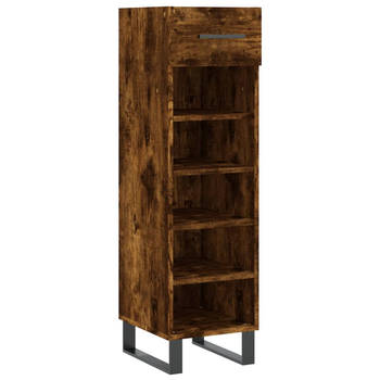 The Living Store Schoenenkast Smoked Oak - 30 x 35 x 105 cm - Duurzaam bewerkt hout en ijzer