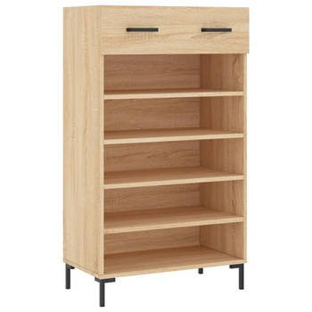 The Living Store Schoenenkast Sonoma Eiken - 60 x 35 x 105 cm - Duurzaam bewerkt hout en ijzer