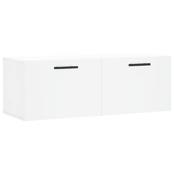 The Living Store Wandkast lijn - Wandkast - 100x36.5x35 cm - Wit Hout