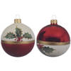 Decoris - Kerstbal glas hulst d8 cm k.rood a2