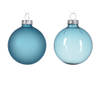 Decoris - Kerstbal glas d6 cm suiker blauw 6st kerst