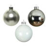 Decoris - Kerstbal glas d8 cm wit/zlvr ass 16st kerst