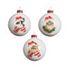 Decoris - Kerstbal glas kat hoed d8 cm wit a3