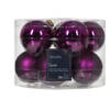 Decoris - Kerstbal glas d6 cm violet ass 10st kerst