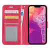 Basey iPhone 13 Mini Hoesje Bookcase Kunstleer - iPhone 13 Mini Hoes Flip Case Book Cover - Donkerroze