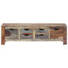 The Living Store Salontafel Sheeshamhout Grijs 100x50x30 cm met 6 lades