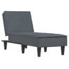 The Living Store Chaise Longue - Verstelbaar - Fluweel - Donkergrijs - 55 x 140 x 70 cm - Tot 110 kg draagvermogen