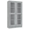 The Living Store Vitrinekast - Grijs sonoma eiken - 82.5 x 30.5 x 150 cm - 4 vakken en 2 glazen deuren