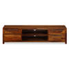 The Living Store tv-meubel Sheesham - bruin 120x30x30cm - houten - massief sheeshamhout - 2 planken - 2 laden - deur