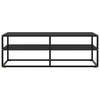 The Living Store Televisiekast Stereokast - 120x40x40 cm - Gehard glas - Zwart