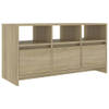 The Living Store Tv-meubel - Sonoma Eiken - 102x37.5x52.5cm - 3 laden en 3 schappen