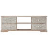 The Living Store Tv-meubel Acacia - 120x30x40 cm - wit/grijs - handgesneden patronen - 2 vakken en 4 lades