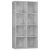 The Living Store Boekenkast - Betongrijs - 66 x 30 x 130 cm - Bewerkt hout - 8 vakken