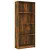 The Living Store Boekenkast Gerookt Eiken - 60 x 24 x 142 cm - 4-laags ontwerp