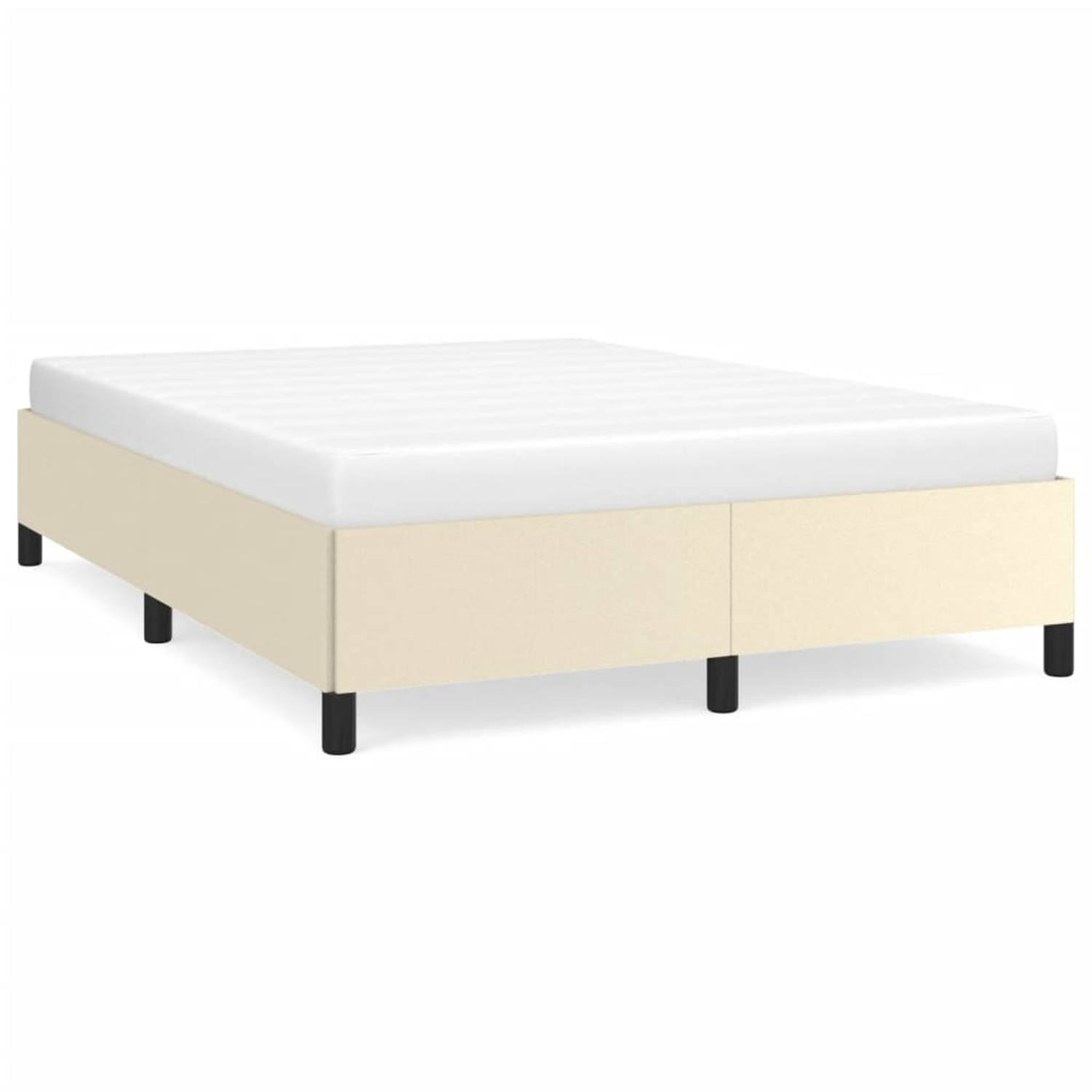 The Living Store Bedframe kunstleer crèmekleurig 140x190 cm - Bed