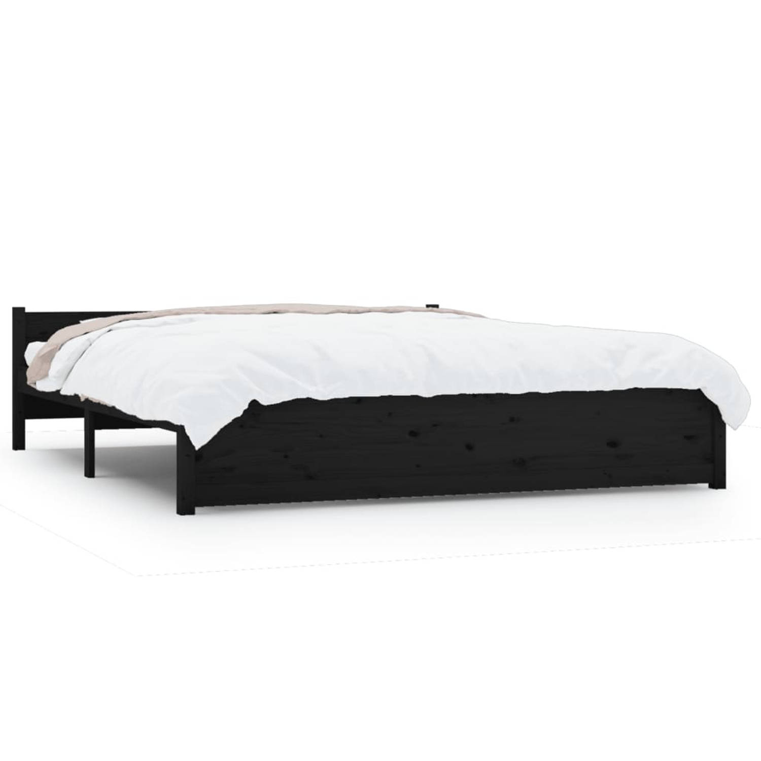 The Living Store Bedframe massief hout zwart 160x200 cm - Bedframe - Bedframes - Bed - Bedbodem - Ledikant - Bed Frame - Massief Houten Bedframe - Slaapmeubel - Tweepersoonsbed - B