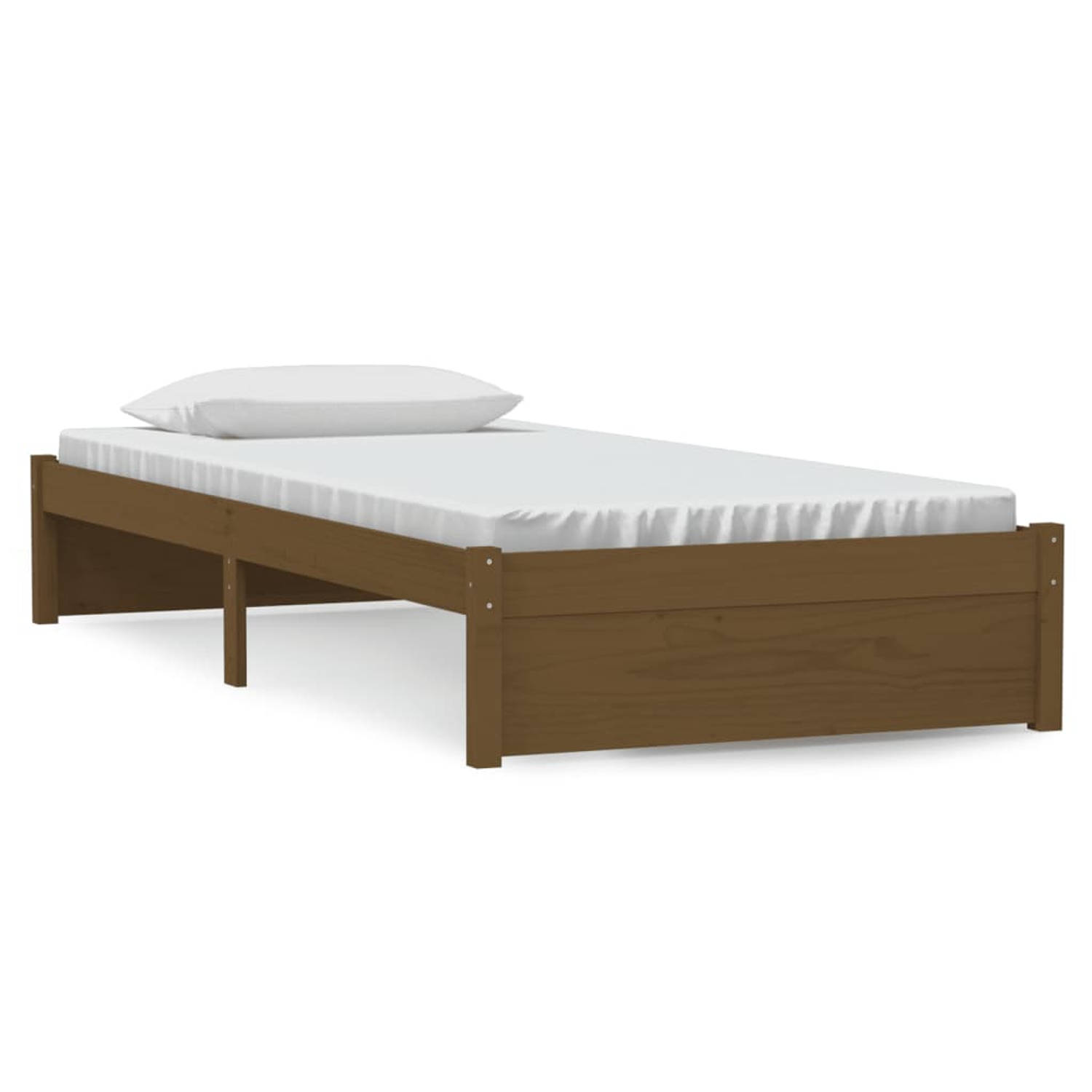 The Living Store Bedframe massief hout honingbruin 90x190 cm 3FT Single - Bedframe - Bedframes - Bed - Bedbodem - Ledikant - Bed Frame - Massief Houten Bedframe - Slaapmeubel - Een