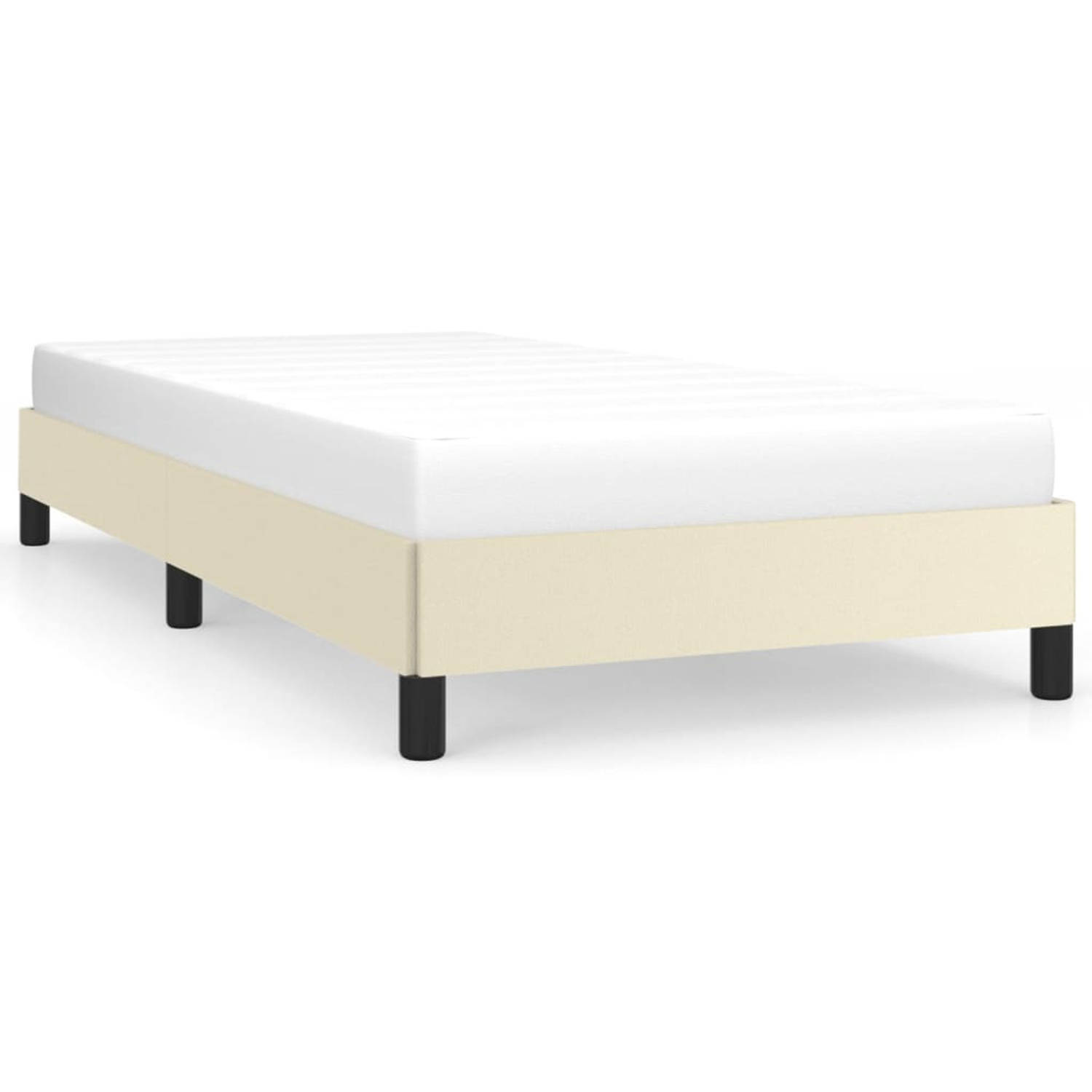 The Living Store Bedframe kunstleer crèmekleurig 90x200 cm - Bedframe - Bedframes - Bed - Slaapmeubel - Bedbodem - Ledikant - Eenpersoonsbed - Slaapbed - Bedden - Slaapmeubels - Sl