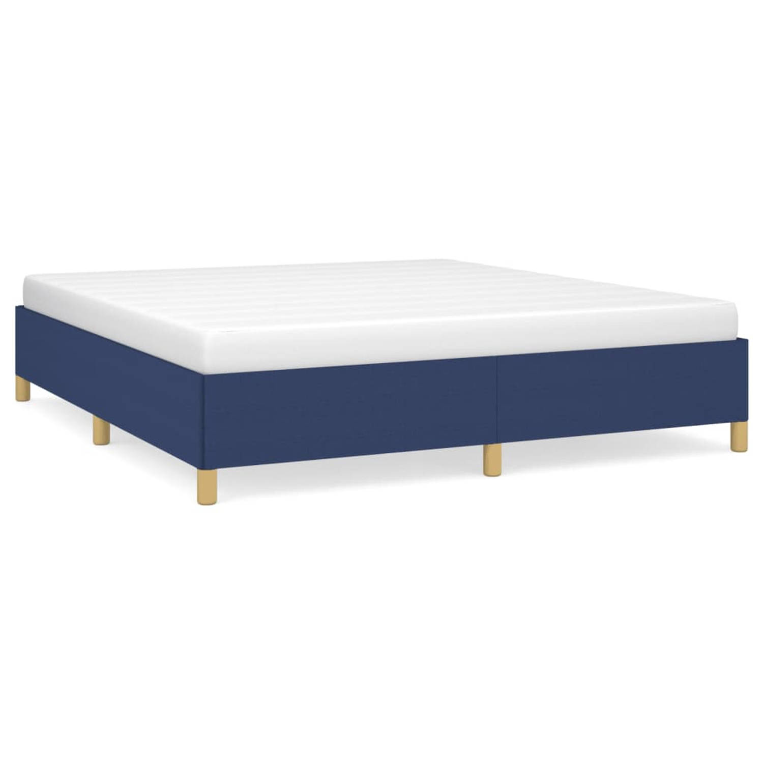 The Living Store Bedframe stof blauw 180x200 cm - Bedframe - Bedframe - Bed - Slaapmeubel - Ledikant - Bedbodem - Tweepersoonsbed - Bedden - Slaapmeubels - Slaapmeubelen - Ledikant