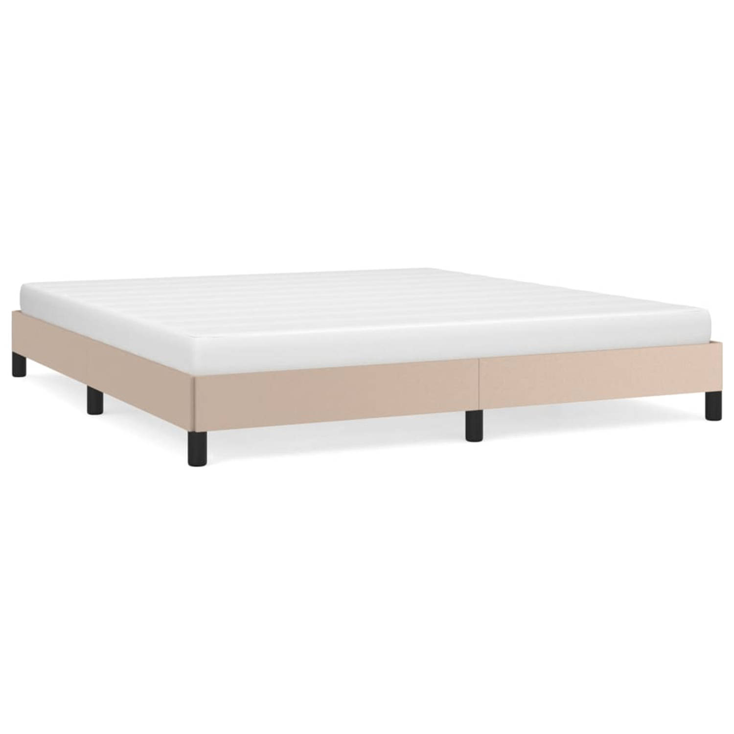 The Living Store Bedframe - Cappuccino Kunstleer - Multiplex - 203x183x25 cm - Geschikt voor 180x200 cm matras